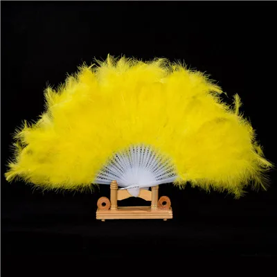 5 шт. 27*47 см Прекрасные вееры из перьев роскошный Стандартный вентилятор Подиум Танцевальное представление перо Ручной Веер вечерние подарок украшение дома - Цвет: yellow