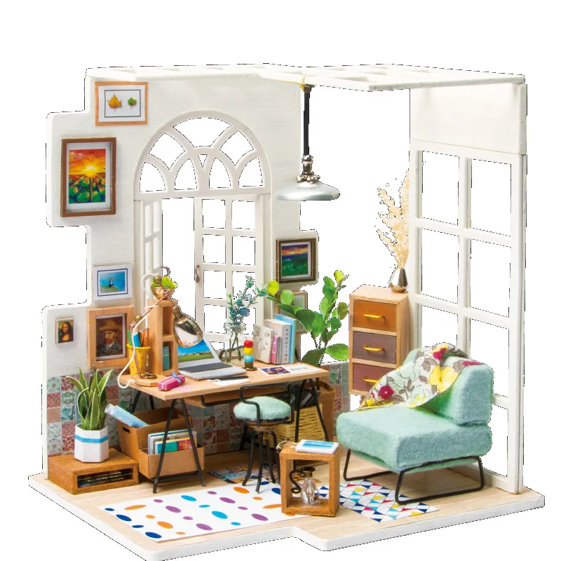 

DIY Doll House Wooden Dollhouses Miniature With Furniture Art House Creative Handmade Gift Puzzle Toys Model For Kids DGM01 #E