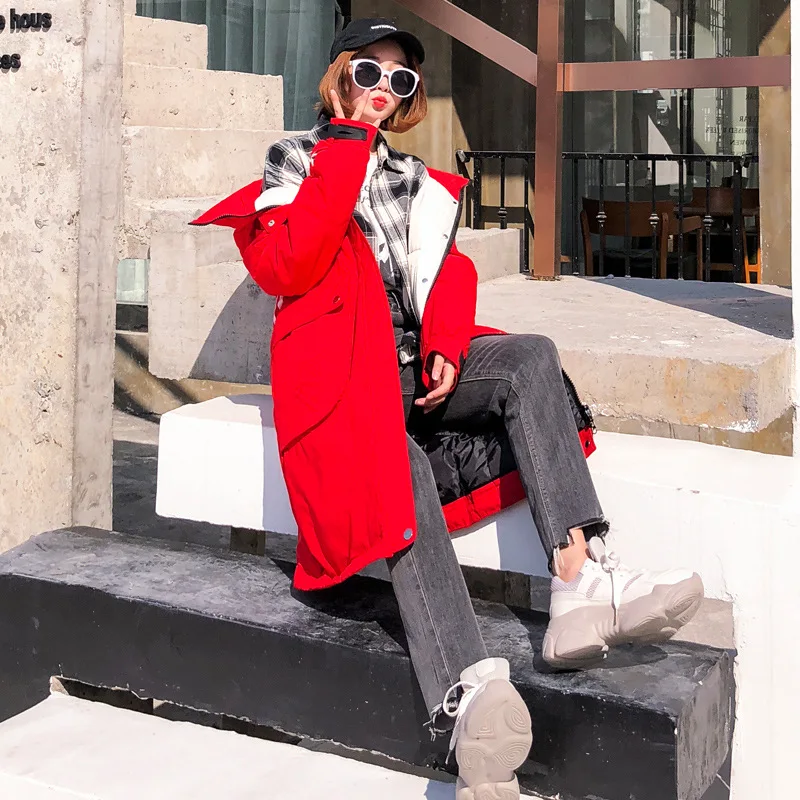 

Women Loose Casual Plus Size Hooded Jacket Winter Thick Warm Letters Long Cotton Clothes Maternity Parka Pregnancy Clothes