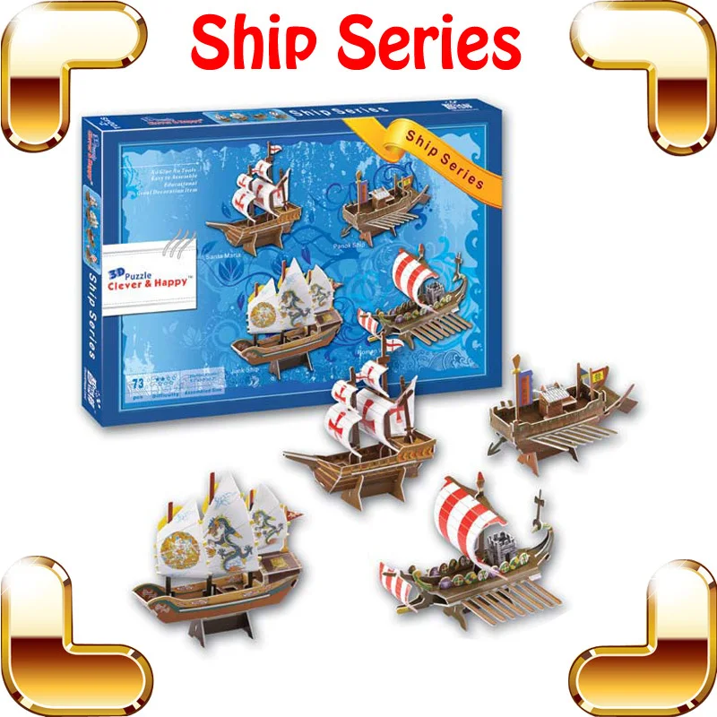 

New DIY Gift Z-T008S Ship Series 3D Puzzle Model Ship Mini Flagship Puzzle Children Puzzle Game For Education Toys Collection