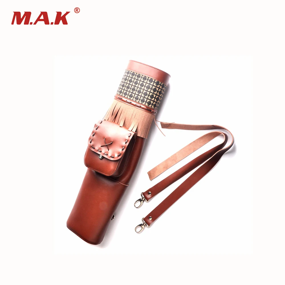High Quality Brown Leather Arrows Quiver 53x13cm Arrow Bag with 3 Point