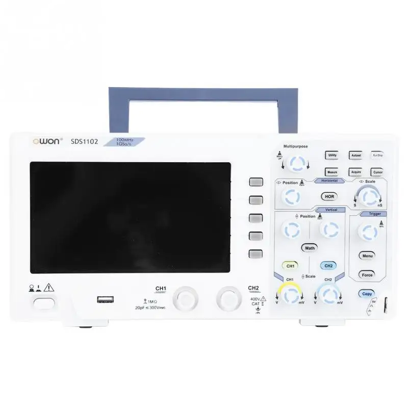 

OWON SDS1102 Digital Oscilloscope 2-Channel 100MHZ Bandwidth 1GS/s High Accuracy Oscilloscope EU Plug