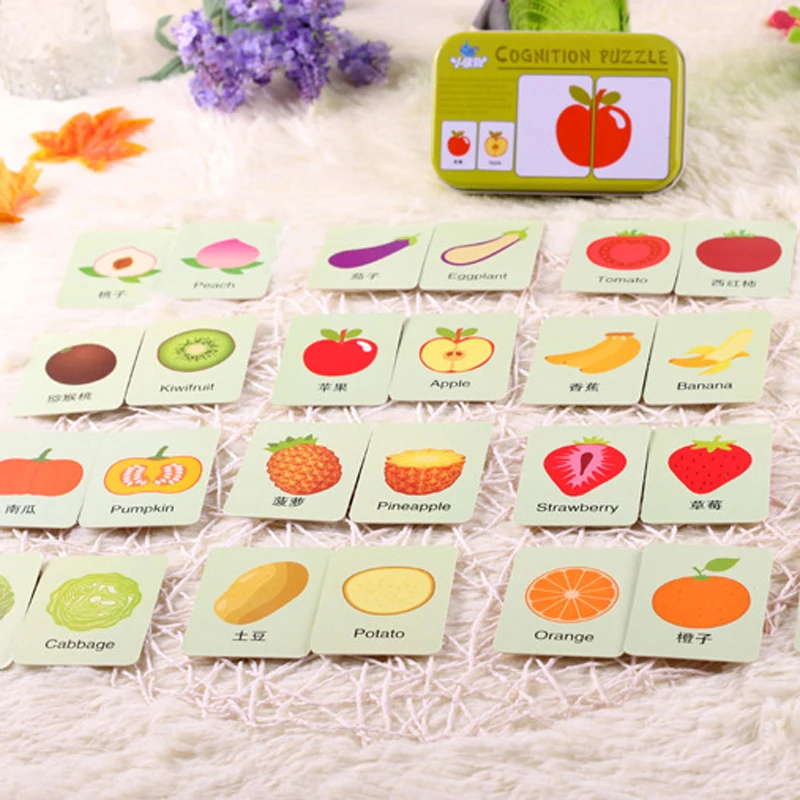 2017 Infant Baby Card Matching Jigsaw Puzzle Cognitive Learning Early Education Toy MAR1 30