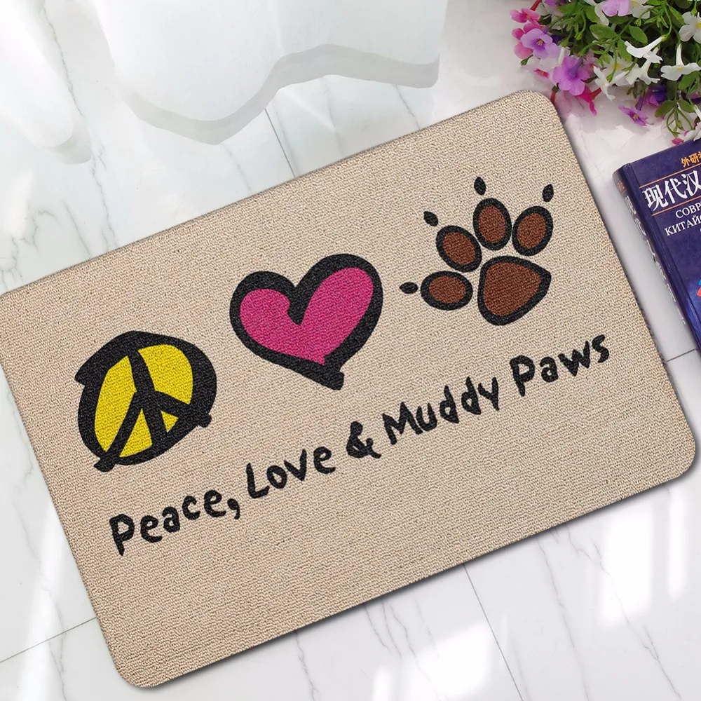 CAMMITEVER Peace Love & Muddy Paw гостиная спальня Настольный коврик Anit-slip Home прямоугольный