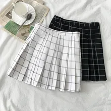 Женская клетчатая плиссированная летняя юбка Новая Женская Офисная мини-юбка выше колена