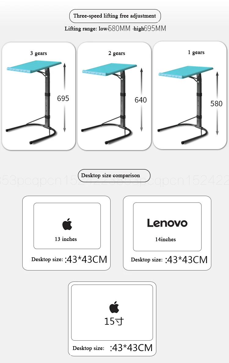 15% Складная подставка для ноутбука, портативная прикроватная компьютерная тумбочка, регулируемая высота, стоячий стол для дома, офиса, комнаты, экономия мебели