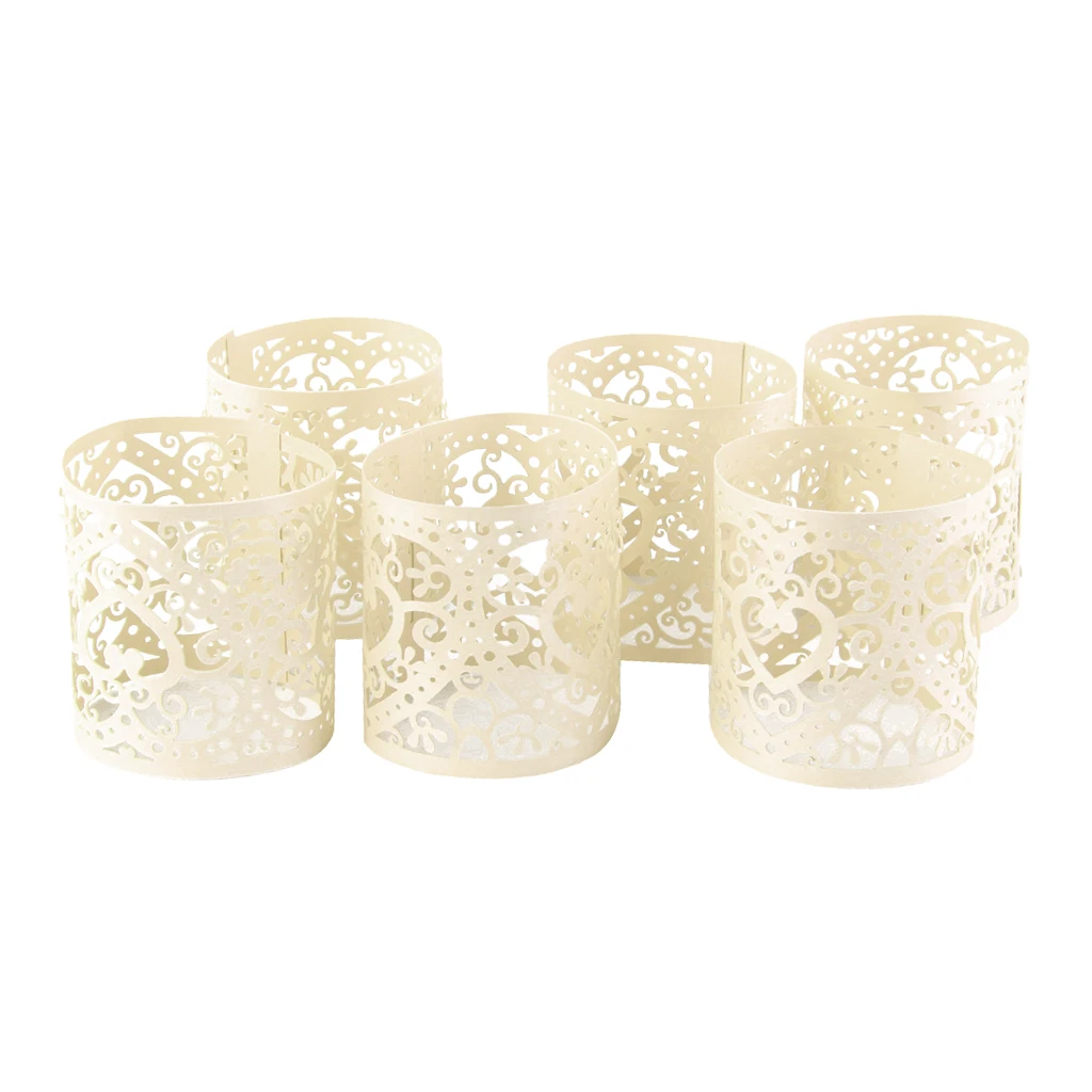 30pcs Cream Heart  Cut Tea Light Candle Holders Wedding Table Decor Hot