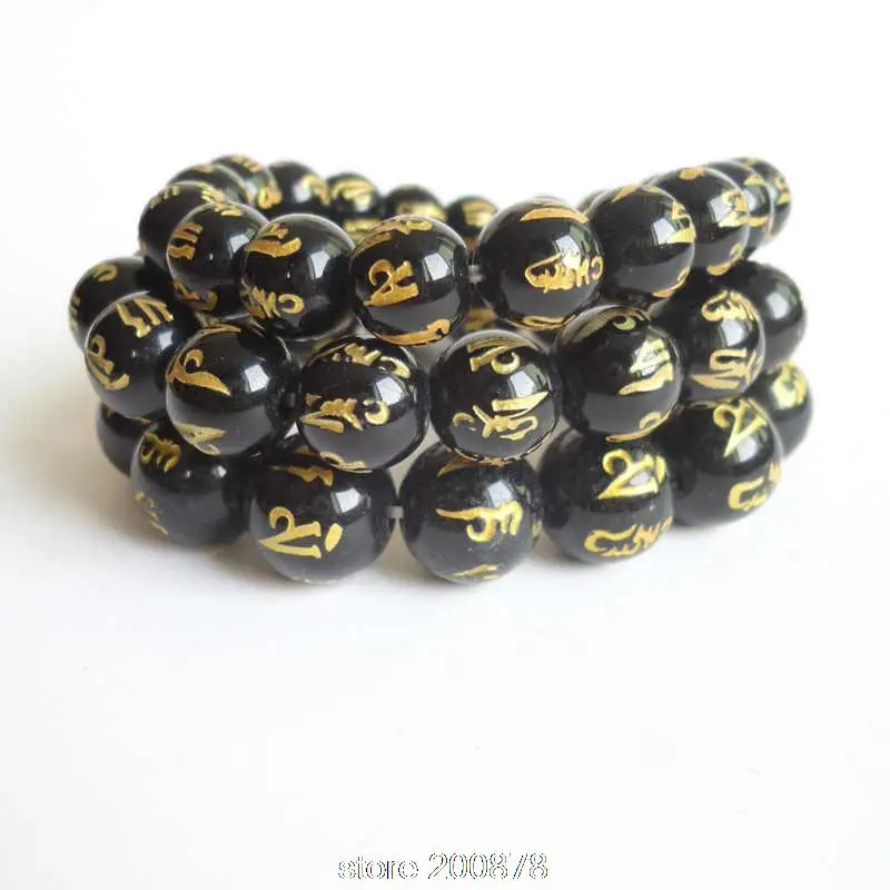

BB-450 Mantras Beads Bracelets Black Carnelian Tibetan OM MA NI PAD ME HUM Amulet Mantras bracelets 6/8/10/12/14/16mm