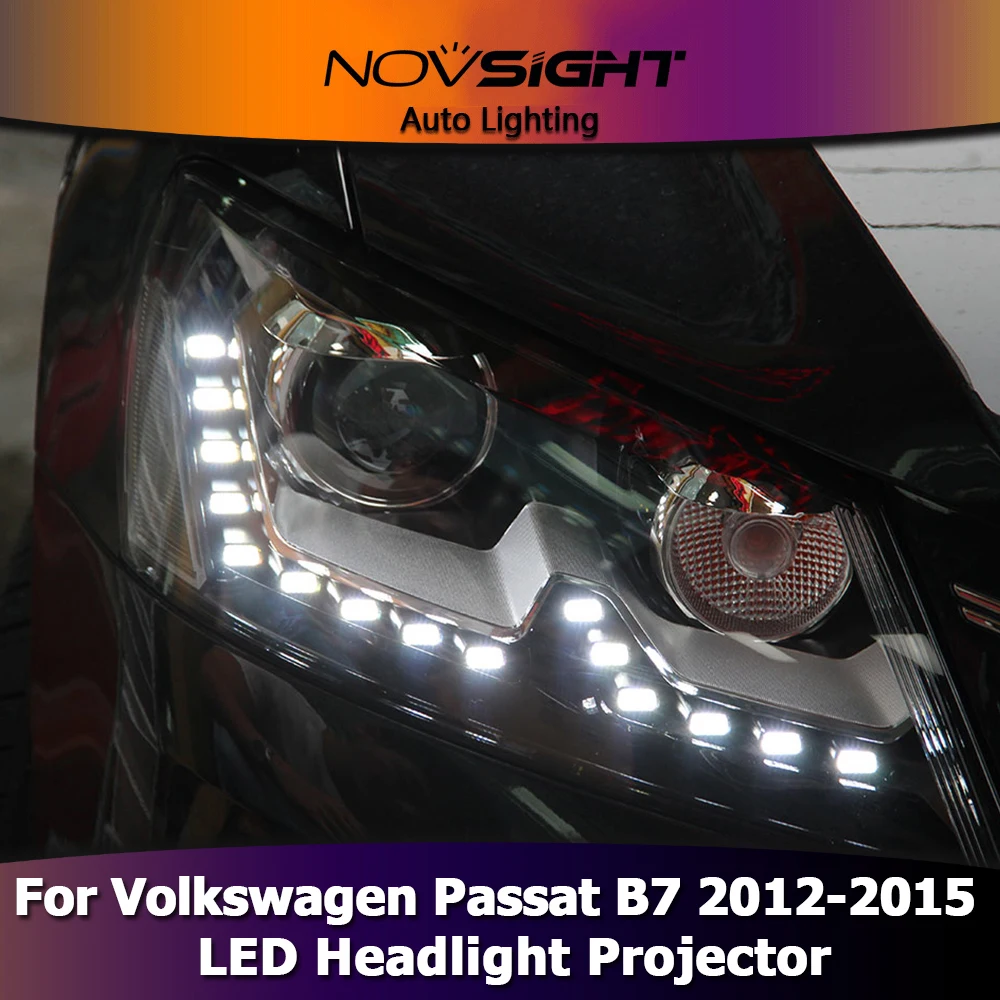 NOVSIGHT 2X LED проектор фары в сборе DRL Противотуманные для VW Passat B7 2012 2015 Версия США|fog