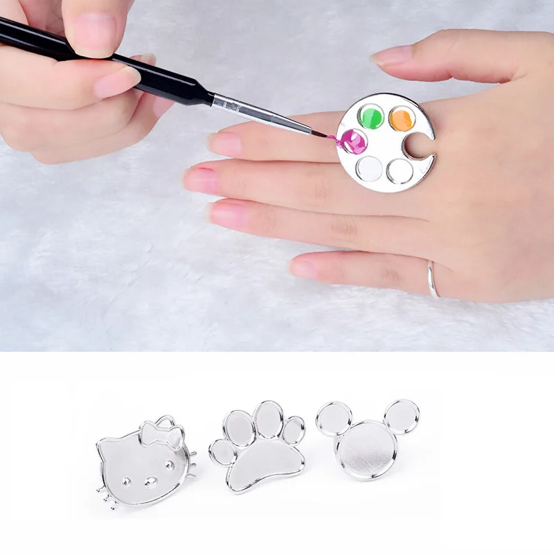 New Nail Art Metal Finger Ring Palette Acrylic Gel Polish Holder