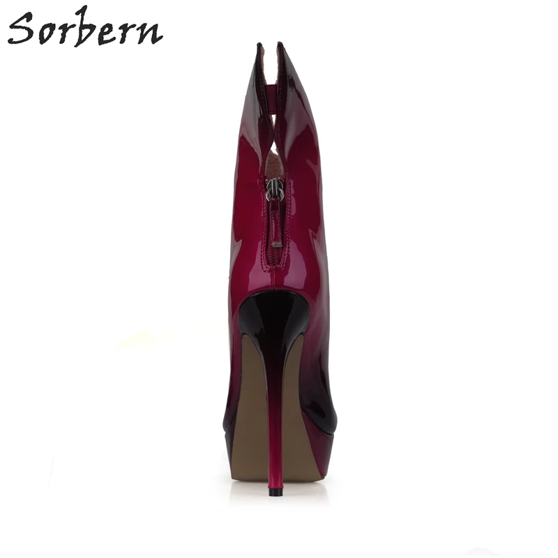 Sorbern/Модные женские ботинки из лакированной кожи и флока, коллекция года, женские ботильоны на высоком каблуке с острым носком, дешевые ботинки