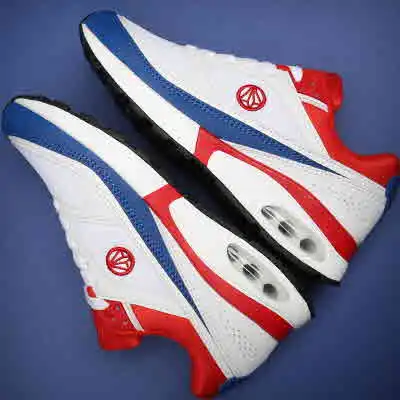 PP1421 бумага премиум-класса Air cap кожаные тренировочные кроссовки со шнуровкой темно-серый красный кроссовки - Цвет: White Blue Red