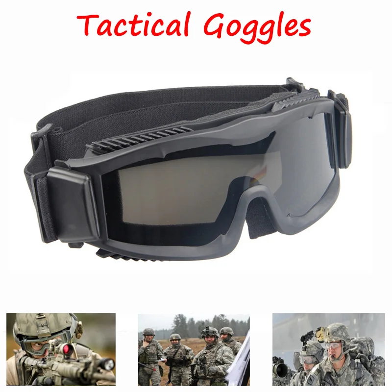 Black Army Tactical Glasses Military Airsoft Glasses Outdoor Motocycle Sport Sunglasses Windproof Wargame Goggles With 3 Lenses