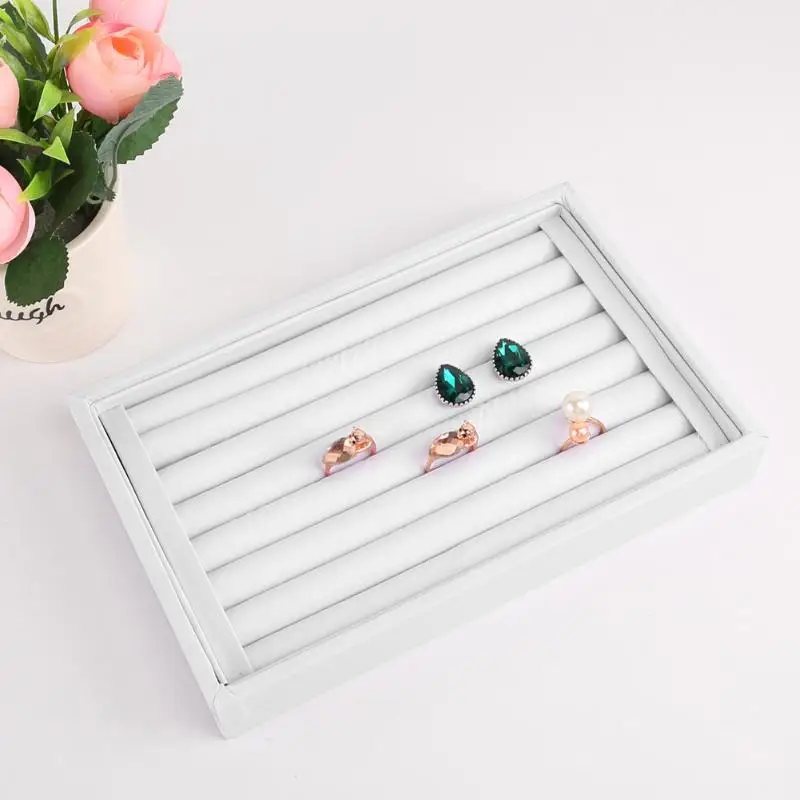 JOCESTYLE Earrings Ring Ear Studs Jewelry Organizer Tray Velvet Display Stand Holder Rack Showcase 6 Colors 22.5*14.5*3cm(L*W*H)
