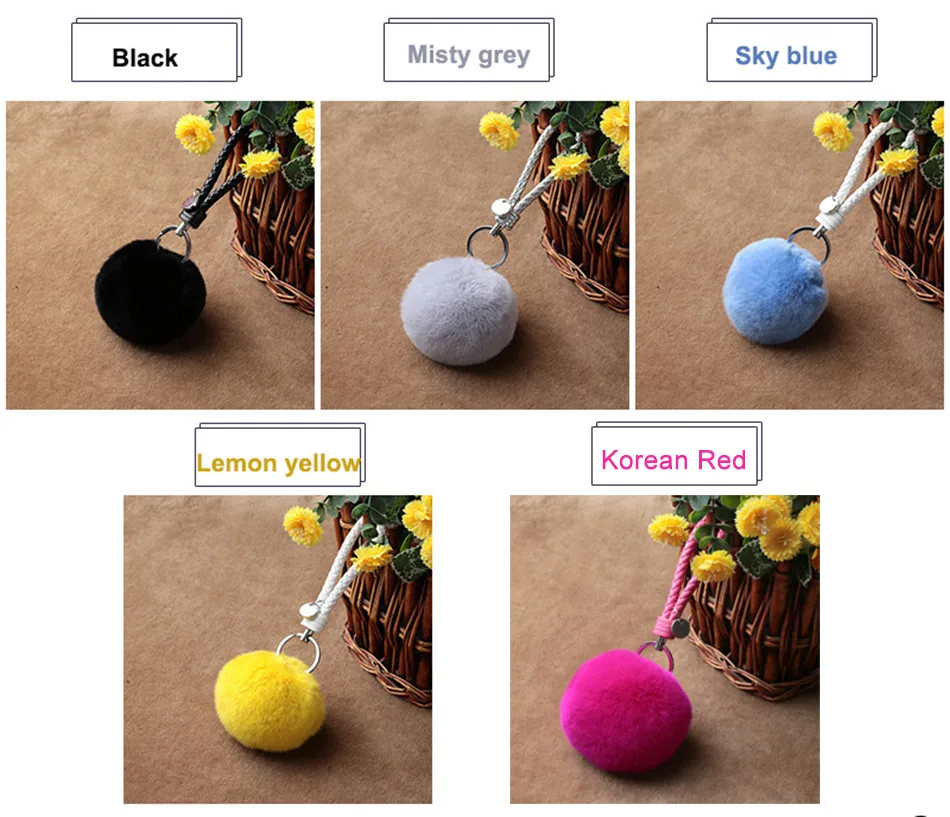 Rabbit-hair-fur-ball-Keychain-with-plush-toy-2