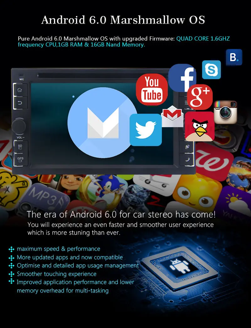 Discount Eincar Android 6.0 car styling Double Din Car CD DVD player in dash Car Stereo Radio GPS support Wifi 3G OBD2 HD Miror Link BT 2