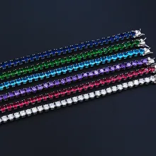 Синий белый красный зеленый фианит CZ теннисные браслеты для подарка