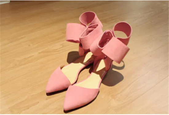 Big Bowtie Ankle Tie Gladiator Sandals Women Red Pink Blue Black Suede Women Sandals Flat Casual Shoes Woman Sandalias Mujer (3)