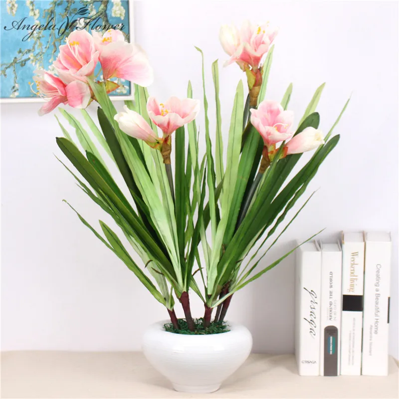 

Artificial Cymbidium leaf green plantation orchid leaf DIY wedding home Christmas decor potted orchid leaf plant bionic 65 cm