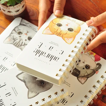 

4PCS SOTI TIME Cat Horizontal Line Notebook Lovely Note Notebook Creative Stationery Notepad Diary