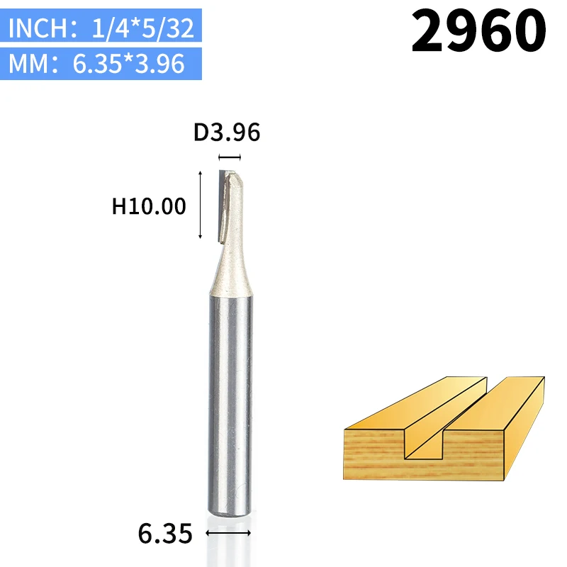 HUHAO 1 шт. 1/" 1/2" хвостовик 2 флейты прямой бит Деревообрабатывающие инструменты фреза для дерева, карбида вольфрама, Концевая фреза - Длина режущей кромки: 2960