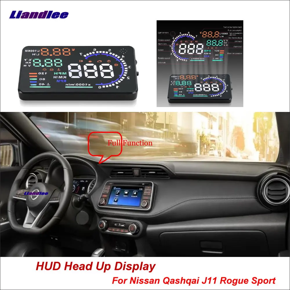 

Liandlee Car Head Up Display HUD For Nissan Qashqai J11 Rogue Sport 2013-2018 HD Projector Screen Overspeed Alert Alarm Detector