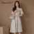 2019 Spring New Small Fragrant Tweed Dress Women Half Sleeve High Waist Midi Dress Elegant Plaid Slim Fit A Line Tassel Dress