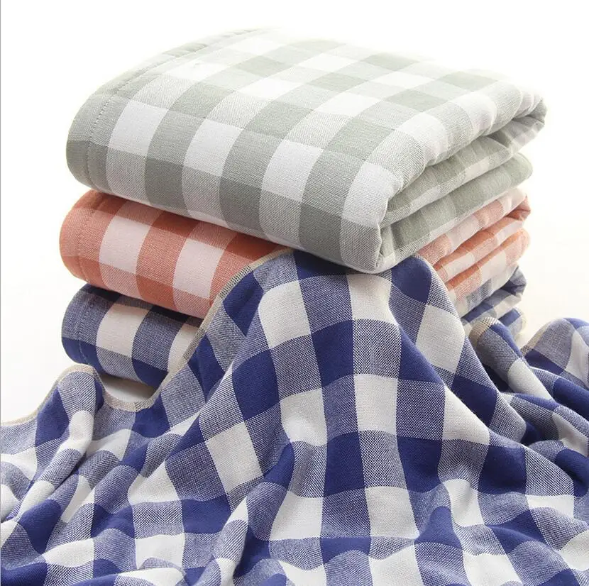 Plaid Summer Cotton Towels Absorbent Swimming Bath Towels&Wrap Toalhas De Praia Plaid Cotton Towels Promotion