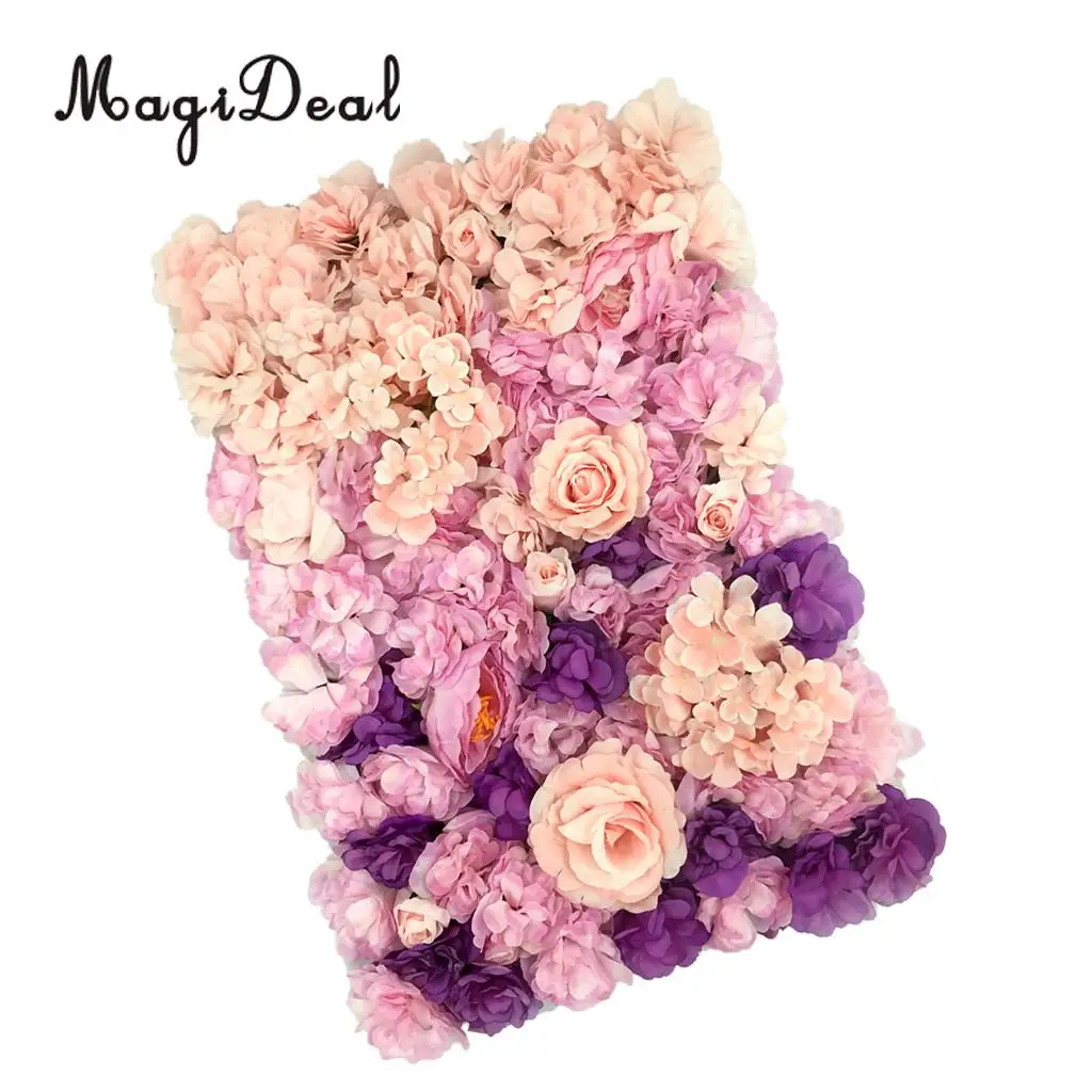 Romantic Artificial Flower Wall Panels Wedding Venue Roses Hydrangea Floral Decor Type A 5 Colors Choice	