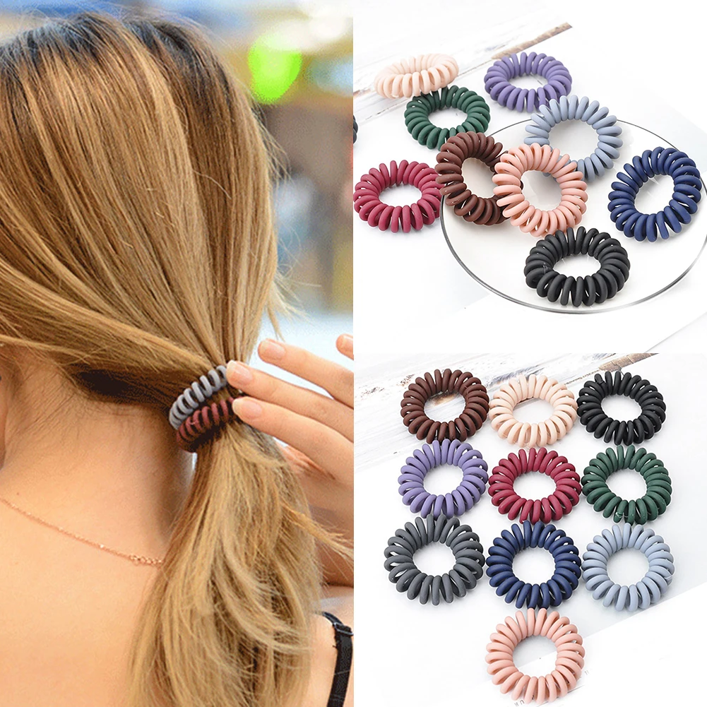 

5PCS Korean Elastic Hair Bands Fashion Telephone Wire Hair Ties Donut Ponytail Hairstyle Gum Women Girls Spiral Scrunchies Set