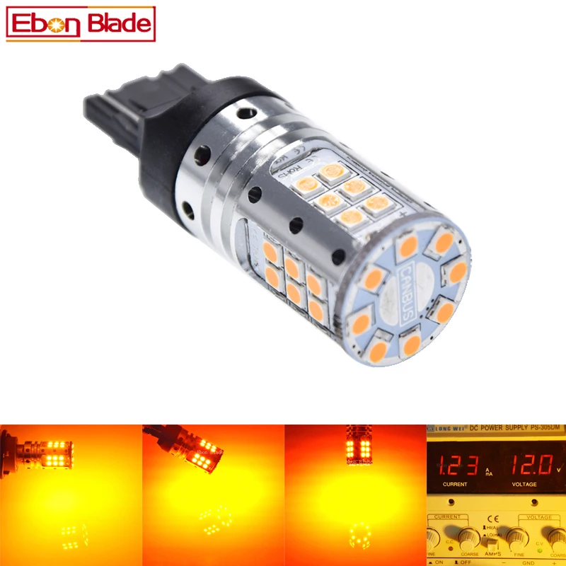

2 x No Resistor No Hyper Flash T20 7440 W21W WY21W Amber Yellow Orange 3030 LED Bulbs Turn Signal Lights Canbus Error Free
