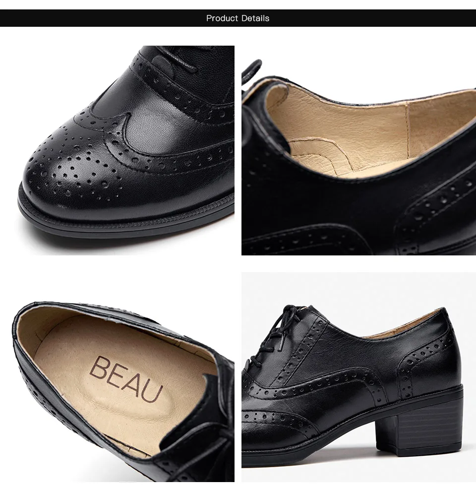 BeauToday/оксфорды; женские туфли-лодочки; Лидирующий бренд; обувь из натуральной овечьей кожи с круглым носком на шнуровке; броги ручной работы; 15114