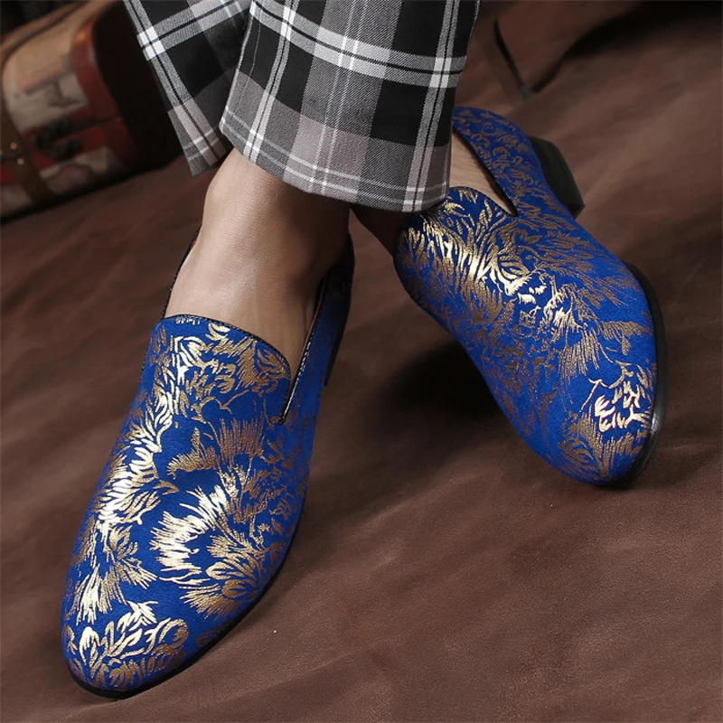 blue and silver loafers