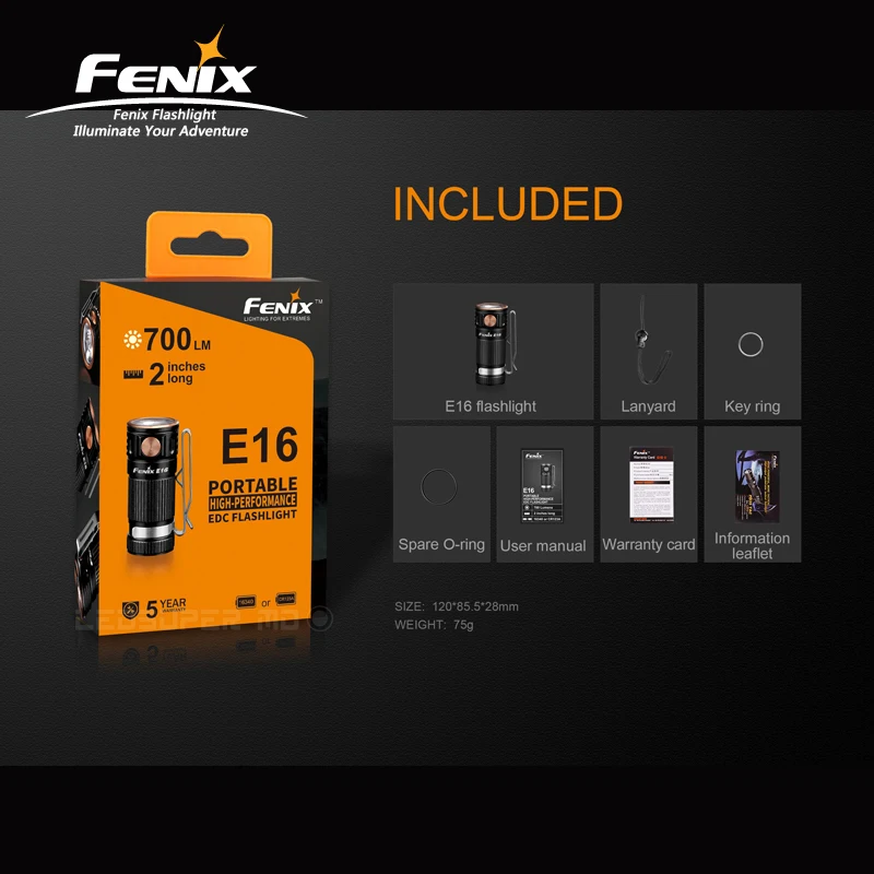  700 Lumens Portable Fenix E16 Cree XP-L HI Neutral White LED EDC Flashlight with outstanding Perfor - 32977122799