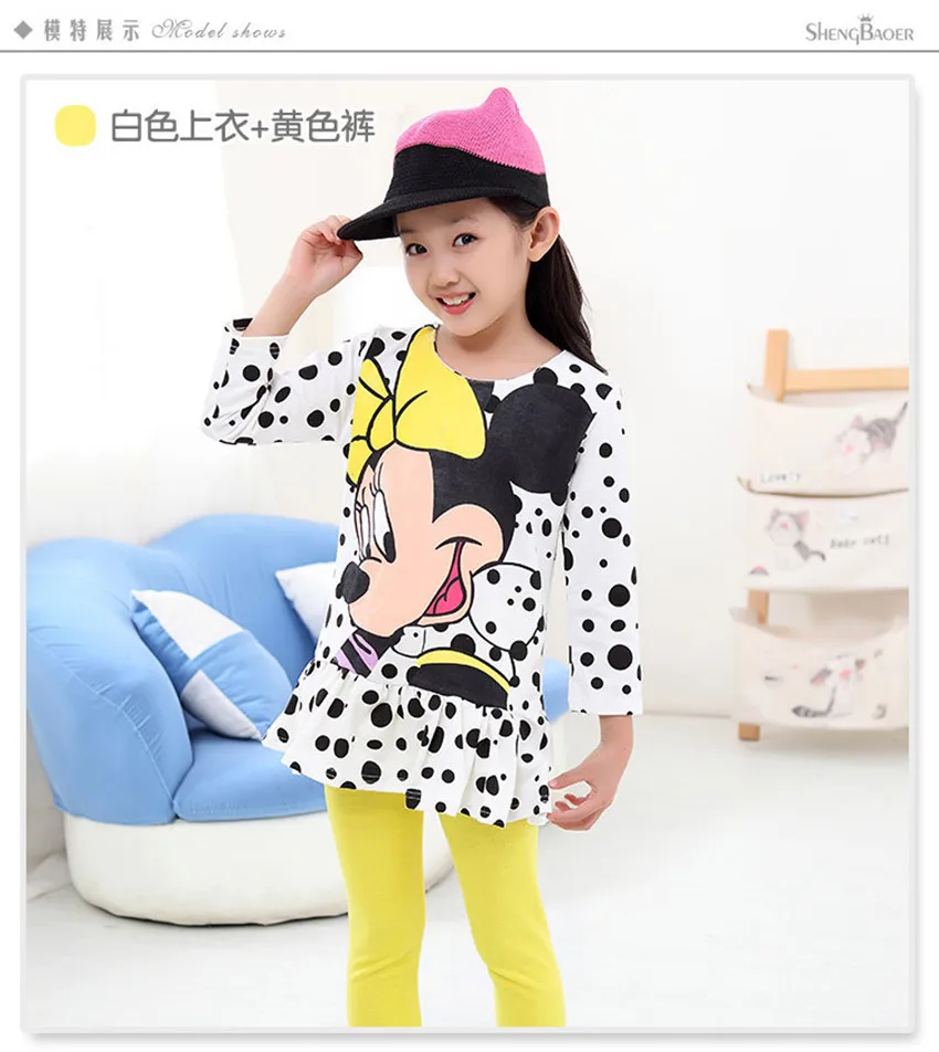 

Girls Polka Dot Minnie Clothing Sets Sports Suit Half Sleeve Mickey Dress+Legging Children Clothes for Baby Girl Summer Set 10