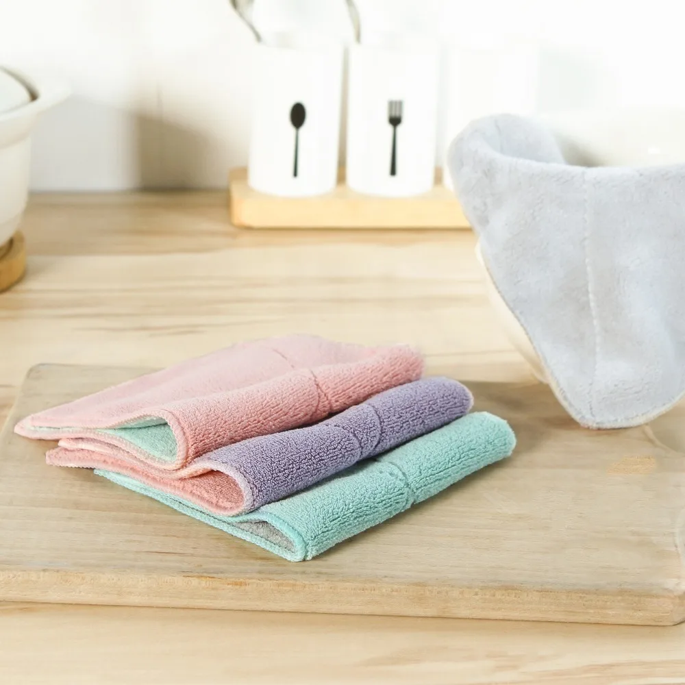 

SAFEBET 1pcs High Efficient Anti-grease Color Dish Cloth Fiber Washing Towel Magic Kitchen Cleaning Wiping Rags