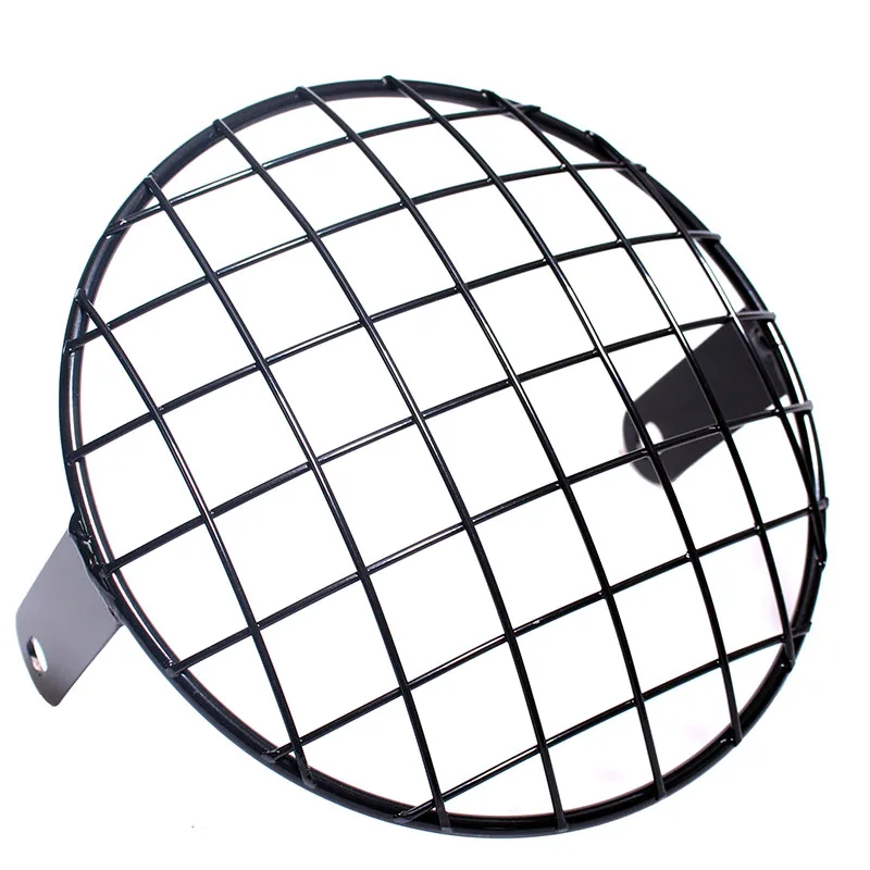 

7" Retro Metal Mesh Grill Motorcycle Headlight Cover Black For Yamaha Suzuki Honda