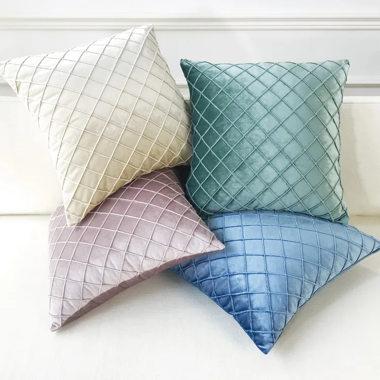 45x45cm handmade luxury grid pleated cushion cover sofa living room