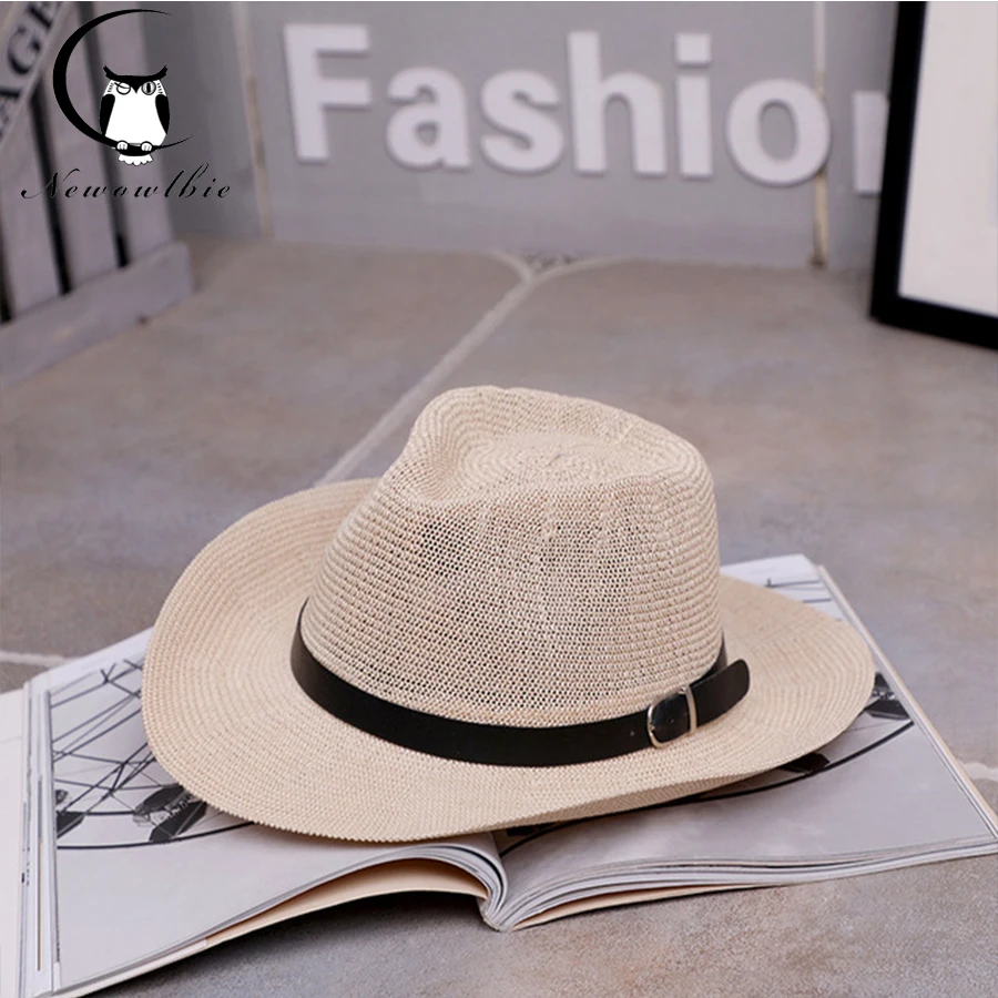 

Hat summer men West Cowboy Jazz sunshade grass sunshade hat summer cap for men chapeu de palha mens panama