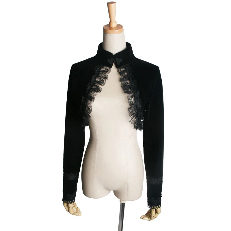 

PUNK RAVE Gothic Black Short Jacket Steampunk Vintage Palace Women Cloak Fashion Victorian Style Evening Party Short Jacket