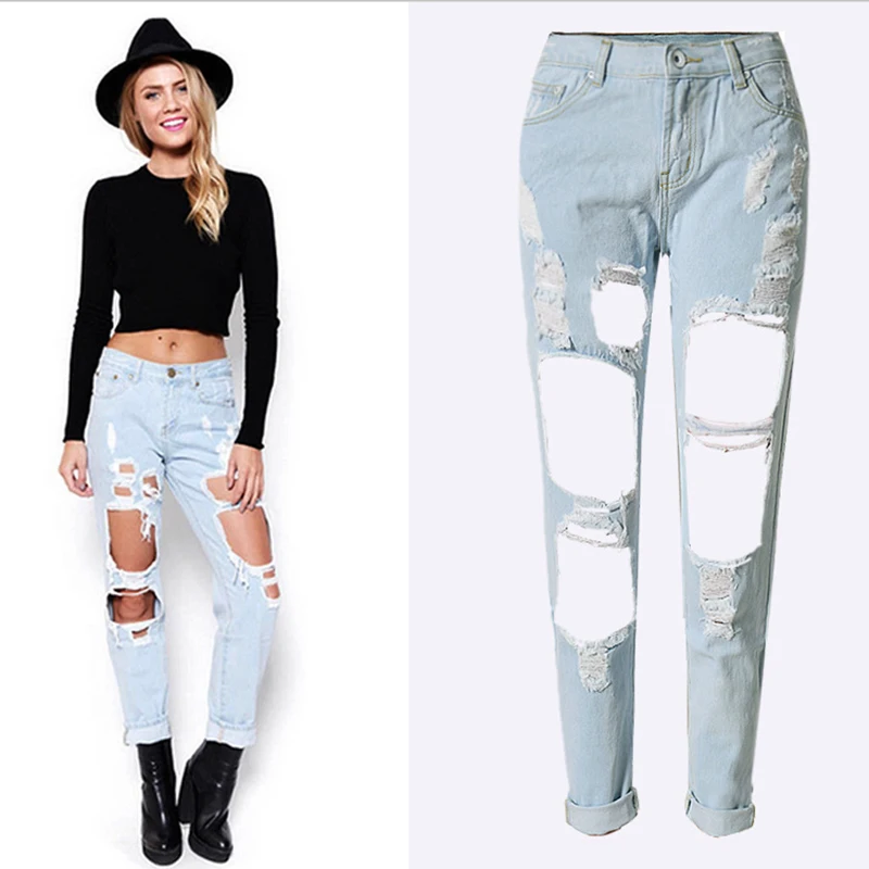 2017, quick sell through, ebay, hot, burst, Russian women, holes, cowboy, loose, straight nine pants, selling, supply (43)