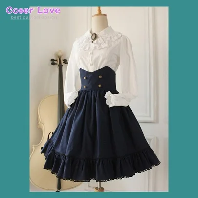 Готическое платье в стиле Лолиты; платье в викторианском стиле; винтажная юбка SK only - Цвет: Blue