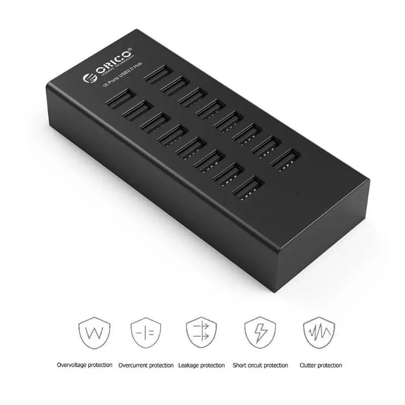 USB разветвитель ORICO H1613 с 16 портами и адаптером питания 12 В 2 А|USB-хабы| |