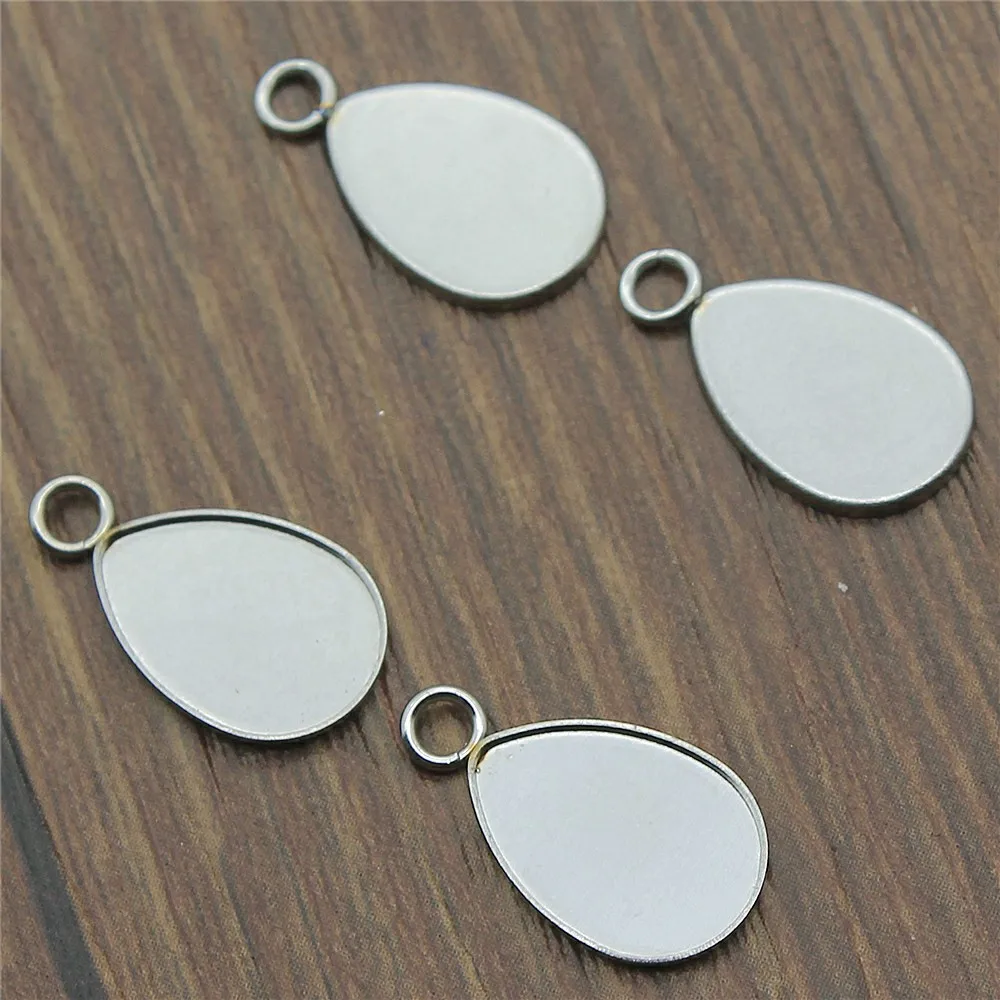 

Fit 10x14mm Waterdrop Shape Cabochon Base Setting Charms Pendant Tray Stainless Steel Material Making
