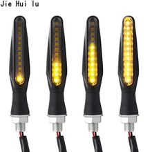 4 Uds fluye LED indicadores de señal de giro para motocicleta secuencial intermitentes luces Flexible ámbar luz de la lámpara