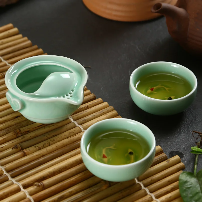 High grade Longquan Celadon tea cup Teapot porcelain portable Tea Sets Travel Tea Set Ceramic 2 teacups 1 Teapot Quik cup Gaiwan High grade Longquan Celadon tea cup Teapot porcelain portable Tea Sets Travel Tea Set Ceramic 2 teacups 1 Teapot Quik cup Gaiwan