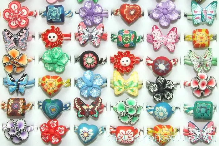 

Free Shipping Wholesale 100Pcs Lovely Assorted Soft Polymer Clay Rings,Mied Size and Mixed Style