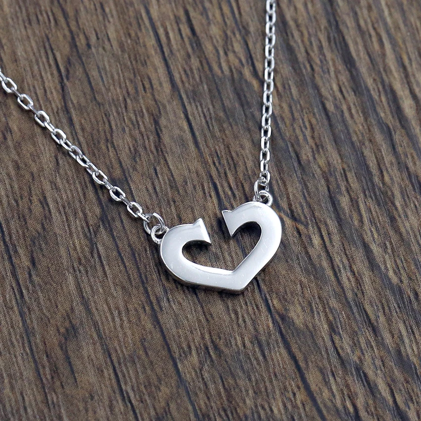 1Pcs Lovely 925 Silver Women Punk Handmade Chain Heart Collar Choker Necklace Fine Wedding Party Best Quality Gift Jewelry | Украшения и