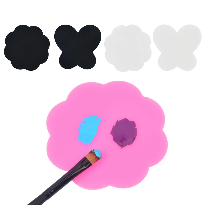 

2Pc/Set DIY Women Silicone Paint Palette Mat Butterfly Plum Blossom Washable Nail Stamp Pads Nail Manicure Decoration Tools