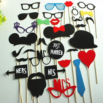 

31pcs Party Props Mask Moustache Photo Booth Stick Photography Birthday Wedding